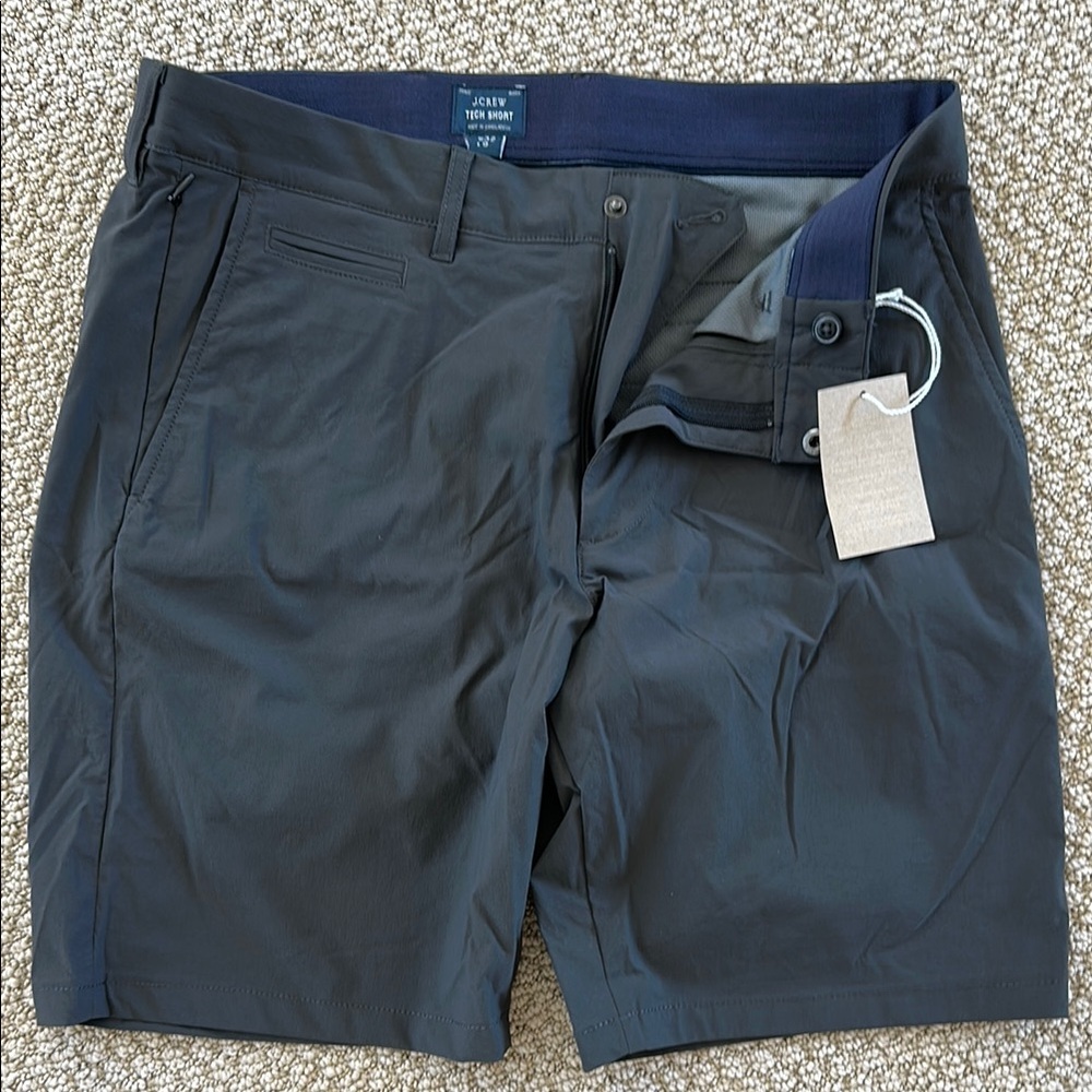 J. Crew Men's Dark Grey Flat Front Tech Shorts